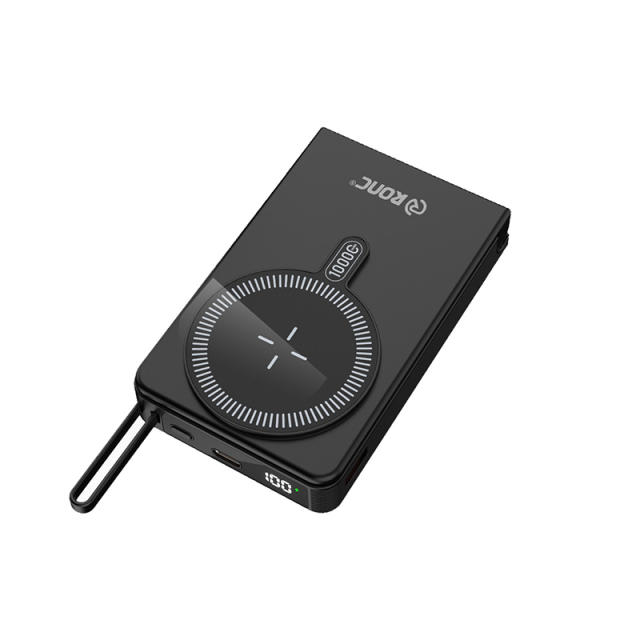 Foldable Magnetic Wireless Power Bank 10000mAh, 15W MagSafe Charger, PD 20W Fast Charging, Built-in Cable, Low-Temperature Design, Aluminum Alloy Body RC-WP042