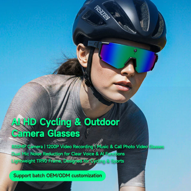 AI HD Cycling & Outdoor Camera Glasses, 800MP Camera | 1200P Video Recording | Bluetooth 5.3 | Music & Call Photo Video Glasses RC-SG014