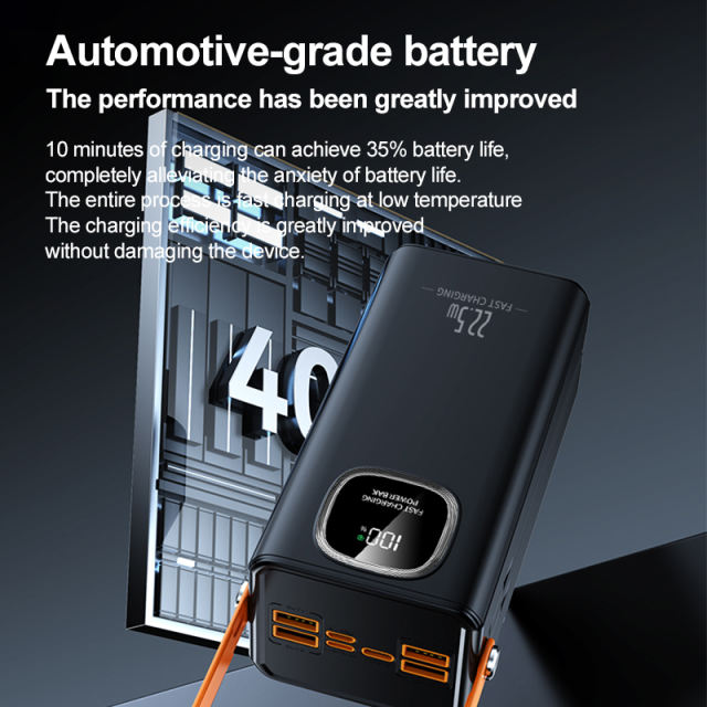 30000-60000mAh Fast Charging Power Bank with Built-in Cables, LED Display, Multi-Port Portable Charger with Lanyard，RC-PD93