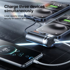 Mini 10000mAh Power Bank 22.5W Fast Charging with Built-in Type-C Cable & Plug, Capsule Portable PD Power Bank Fireproof Case，RC-GP58