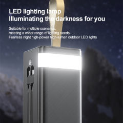 30000~60000mAh Solar Power Bank Fast Charging Portable Charger with Built-in Dual Cables, LED Display, Hand Strap & Multi Protection，RC-PD94