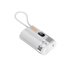 Mini 10000mAh Power Bank 22.5W Fast Charging with Built-in Type-C Cable & Plug, Capsule Portable PD Power Bank Fireproof Case，RC-GP58