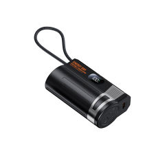Mini 10000mAh Power Bank 22.5W Fast Charging with Built-in Type-C Cable & Plug, Capsule Portable PD Power Bank Fireproof Case，RC-GP58