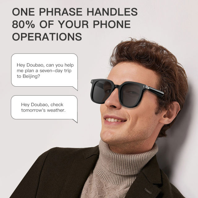 AI Translation Smart Glasses Bluetooth 5.4 | Open Ear Wireless Music &amp; Call Glasses | Touch Control | Dual Mic Noise Cancelling | Magnetic Charging | UV400 Sunglasses, RC-SG016