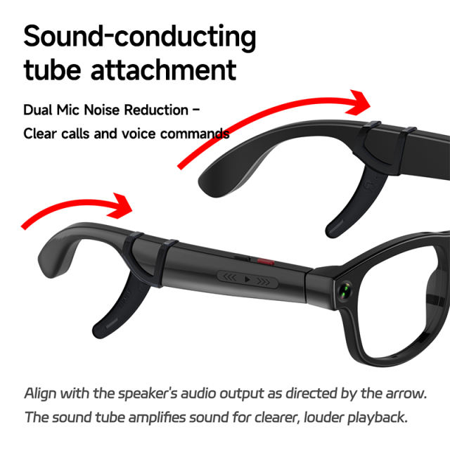 AI Translation Smart Glasses  with 1200P HD Camera | Photo Video Recording Music & Bluetooth Call | ChatGPT AI Assistant, RC-SG019
