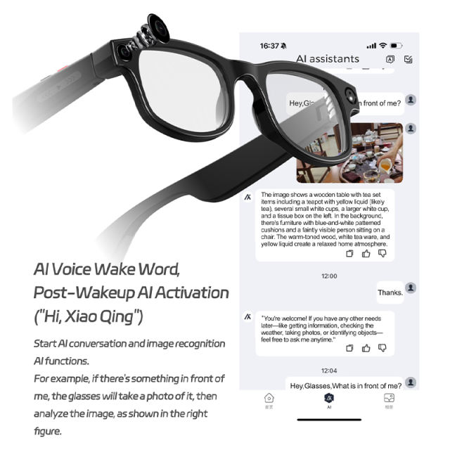 AI Translation Smart Glasses  with 1200P HD Camera | Photo Video Recording Music & Bluetooth Call | ChatGPT AI Assistant, RC-SG019