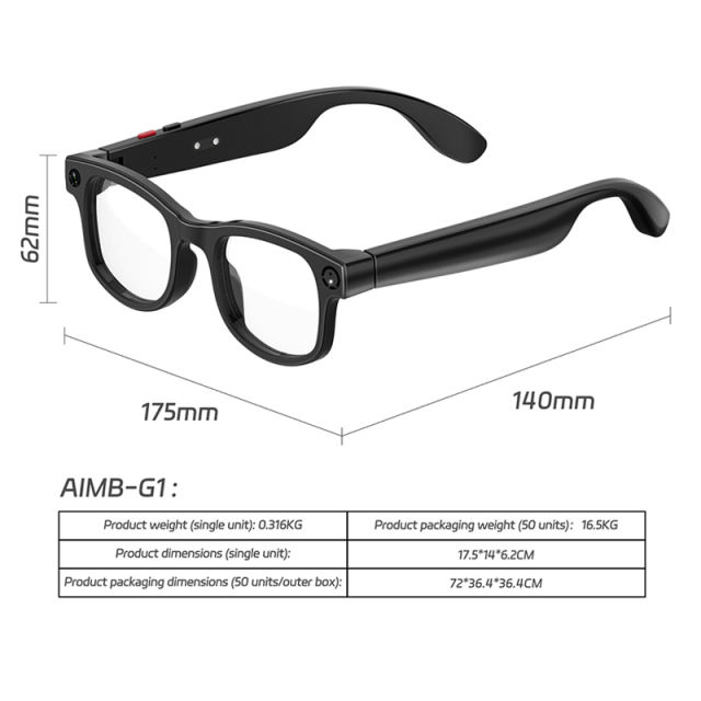 AI Translation Smart Glasses  with 1200P HD Camera | Photo Video Recording Music & Bluetooth Call | ChatGPT AI Assistant, RC-SG019