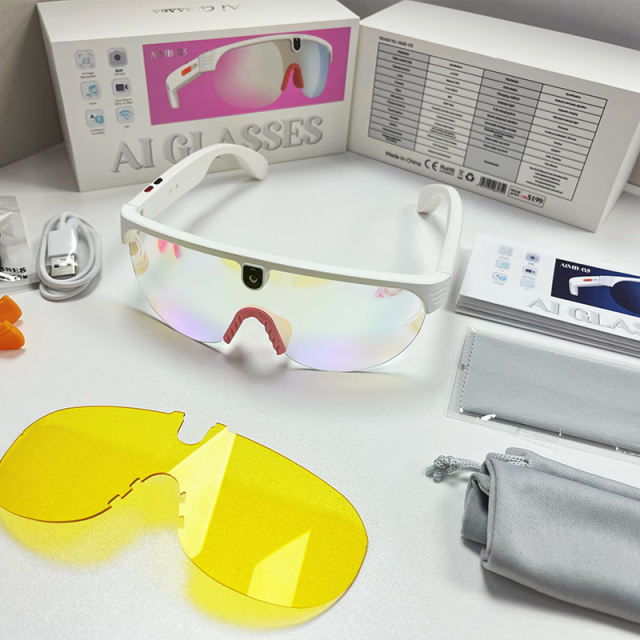 AI Smart Translation Glasses with 1200P Stabilized Camera, Sony IMX219, ChatGPT Voice Assistant, Music & Call, WiFi Transfer，RC-SG022