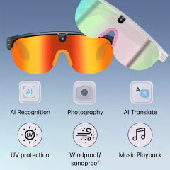 AI Smart Translation Glasses with 1200P Stabilized Camera, Sony IMX219, ChatGPT Voice Assistant, Music & Call, WiFi Transfer，RC-SG022