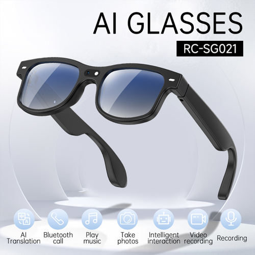 AI Smart Translation Glasses with 1200P Camera,1080P Video Recording, WiFi Transfer, Bluetooth Music  & Calls,Voice Assistant, Wear Detection, Magnetic Charging，RC-SG021