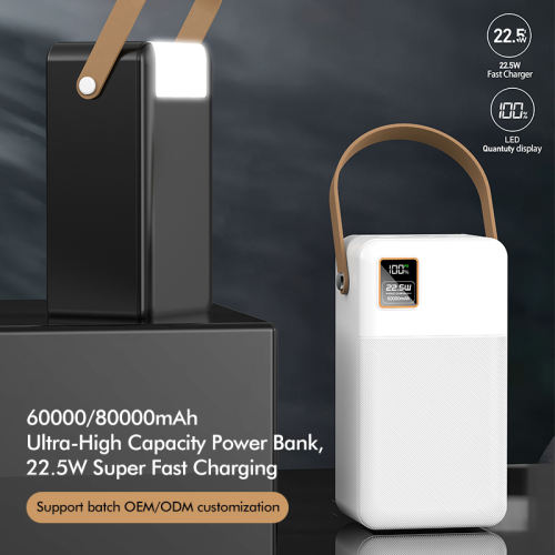 Premium 60000mAh & 80000mAh Power Bank with 22.5W Fast Charging, 4 USB Ports, Type-C Input/Output, High Capacity Portable Charger for Phone, Tablet, Laptop - Custom Colors & Capacity, RC-P602