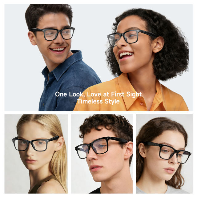 AI Smart Translation Audio Glasses TR90 Lightweight Smart Glasses with ENC Noise Cancellation for Calls Music Voice Assistant RC-SG023