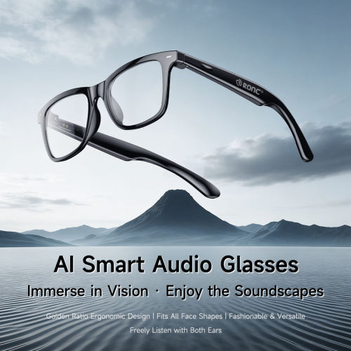 AI Smart Translation Audio Glasses TR90 Lightweight Smart Glasses with ENC Noise Cancellation for Calls Music Voice Assistant RC-SG023
