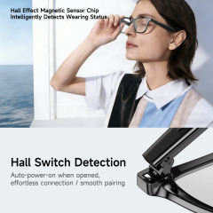 AI Smart Translation Audio Glasses TR90 Lightweight Smart Glasses with ENC Noise Cancellation for Calls Music Voice Assistant RC-SG023