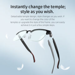 AI Smart Audio Glasses with Detachable Temples, Bluetooth Music &amp; Calling, AI Translation, Photochromic Blue Light Blocking Lenses, IP67 Waterproof  RC-SG027