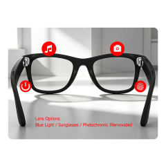 8MP AI Smart Translation Camera Glasses with Video Recording, Music Playback &amp; Bluetooth Calling, WiFi6, Noise Cancelling, IP65 Waterproof RC-SG025