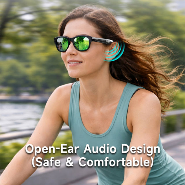 AI Smart Audio Glasses Bluetooth 5.0 | Wireless Music &amp; Calling | Translation | FM Radio | Open-Ear Stereo | Touch Control | IPX4 Waterproof RC-SG024