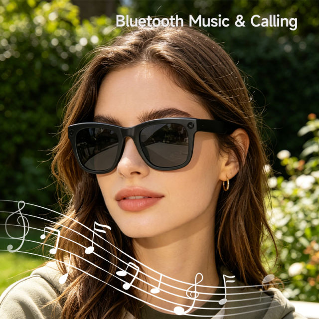 8MP AI Smart Translation Camera Glasses with Video Recording, Music Playback &amp; Bluetooth Calling, WiFi6, Noise Cancelling, IP65 Waterproof RC-SG025