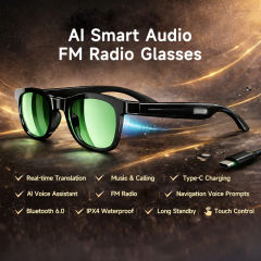 AI Smart Audio Glasses Bluetooth 5.0 | Wireless Music &amp; Calling | Translation | FM Radio | Open-Ear Stereo | Touch Control | IPX4 Waterproof RC-SG024