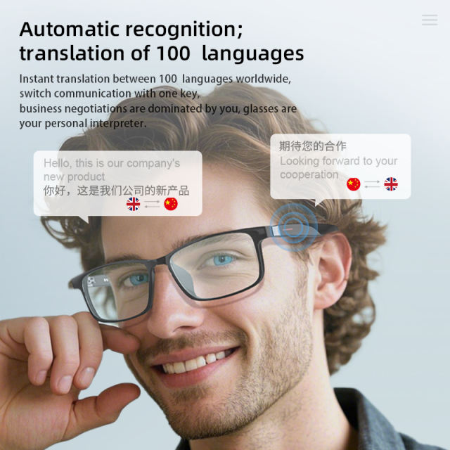 AI Smart Audio Glasses with Detachable Temples, Bluetooth Music &amp; Calling, AI Translation, Photochromic Blue Light Blocking Lenses, IP67 Waterproof  RC-SG027
