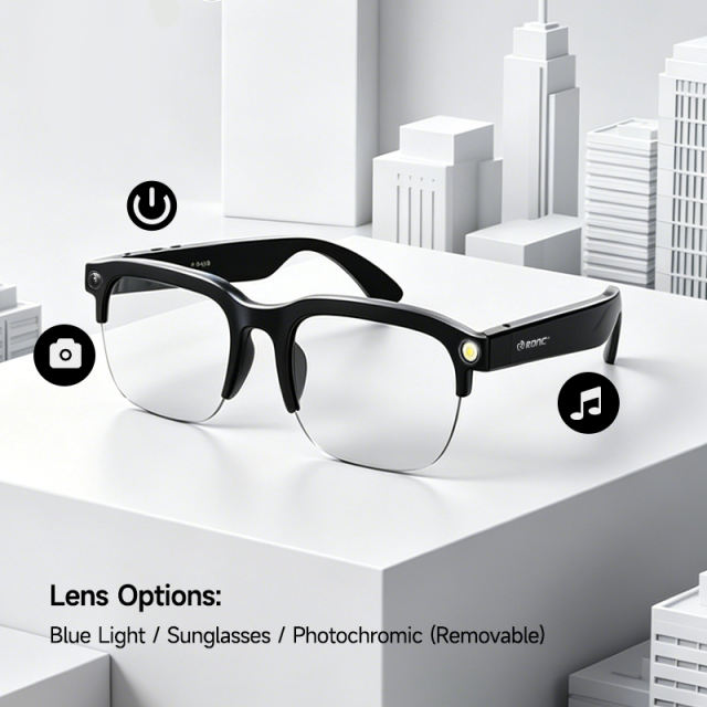 AI Smart Translation Glasses with HD Camera, Photo &amp; Video Recording, Bluetooth Music Calling Eyewear, 2MP Wearable Camera Glasses for Outdoor &amp; Travel RC-SG026