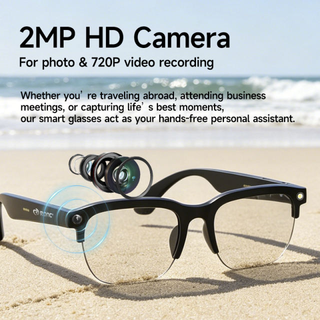 AI Smart Translation Glasses with HD Camera, Photo &amp; Video Recording, Bluetooth Music Calling Eyewear, 2MP Wearable Camera Glasses for Outdoor &amp; Travel RC-SG026