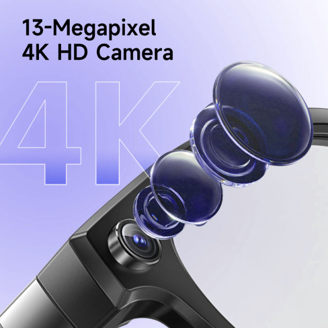 4K Camera AI Smart Glasses, Photo &amp; Video Recording, Bluetooth Music Calling Eyewear, 13MP Wearable Camera Glasses for Outdoor &amp; Travel RC-SG031