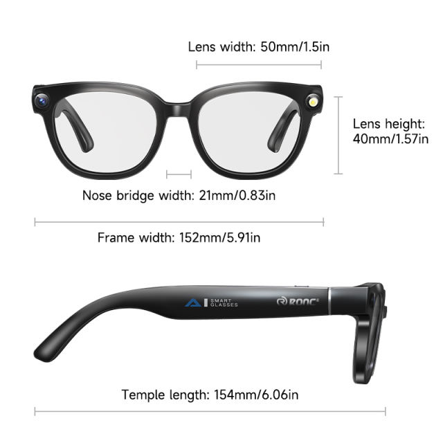 4K Camera AI Smart Glasses, Photo &amp; Video Recording, Bluetooth Music Calling Eyewear, 13MP Wearable Camera Glasses for Outdoor &amp; Travel RC-SG031