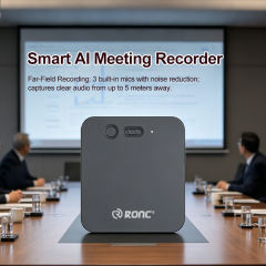 128GB Smart AI Meeting Recorder，3-Mic Far-Field， 140-Language Real-Time Translation & Transcription | Phone Call Recording for iPhone， WiFi 6 Fast Transfer，ChatGPT & AI Assistant Enabled  RC-N02