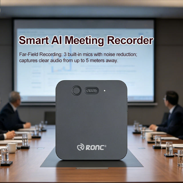 128GB Smart AI Meeting Recorder，3-Mic Far-Field， 140-Language Real-Time Translation & Transcription | Phone Call Recording for iPhone， WiFi 6 Fast Transfer，ChatGPT & AI Assistant Enabled  RC-N02