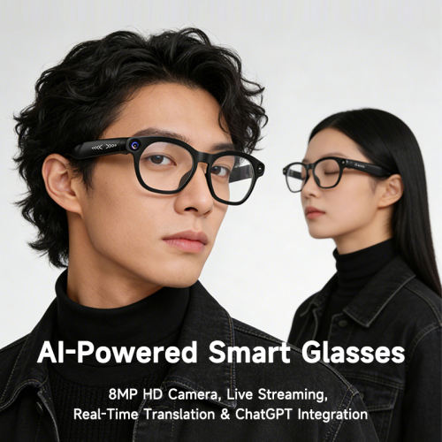 AI-Powered Smart Glasses: 8MP HD Camera, Live Streaming, Real-Time Translation & ChatGPT Integration RC-SG032