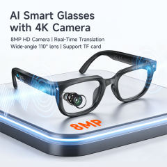 AI Translation Smart Glasses | 8MP Camera Video Recording | Bluetooth 5.3 Music & Calls | Hi-Fi Dual Speakers | WiFi4 Wireless Glasses | Hands-Free Audio & Voice Control | 2026 New RC-SG006 RC-SG006