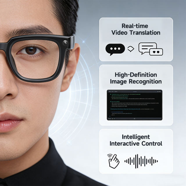 AI Translation Smart Glasses | 8MP Camera Video Recording | Bluetooth 5.3 Music & Calls | Hi-Fi Dual Speakers | WiFi4 Wireless Glasses | Hands-Free Audio & Voice Control | 2026 New RC-SG006 RC-SG006