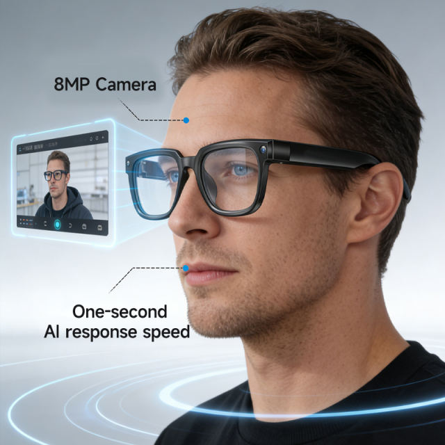 AI Translation Smart Glasses | 8MP Camera Video Recording | Bluetooth 5.3 Music & Calls | Hi-Fi Dual Speakers | WiFi4 Wireless Glasses | Hands-Free Audio & Voice Control | 2026 New RC-SG006 RC-SG006