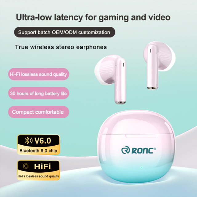 AI Translation TWS Earbuds Bluetooth 5.4 with Charging Case, HiFi Sound, Low Latency for Gaming & Music, Touch Control, 30H Playtime RC-AE14