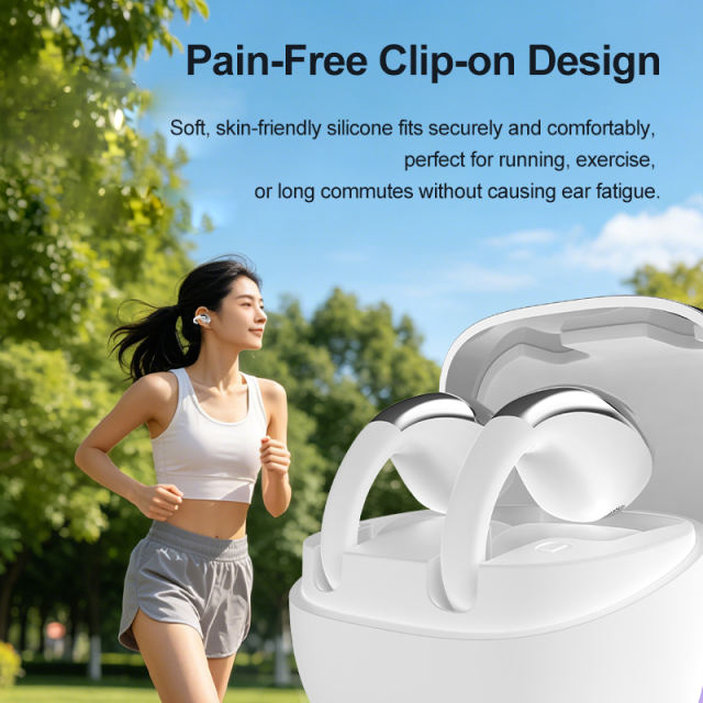 IFree 23 Open Ear Clip-on Bluetooth 6.0 Earbuds with Smart AI Translation, Directional Sound Wireless Sports Headphones, IPX4 Waterproof Translucent Charging Case RC-AE17