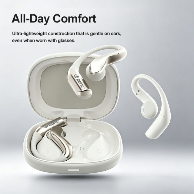 TWS Open-Ear Wireless Earhooks with Smart AI Translation, Bluetooth 6.0 Directional Sound Sports Headphones, Macaron Green HD Call Noise Cancelling Earbuds RC-AE18