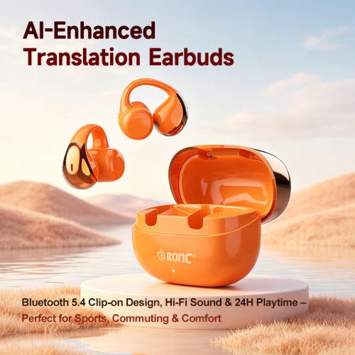 IFree 23 Open Ear Clip-on Bluetooth 6.0 Earbuds with Smart AI Translation, Directional Sound Wireless Sports Headphones, IPX4 Waterproof Translucent Charging Case RC-AE17