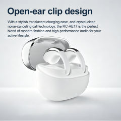 IFree 23 Open Ear Clip-on Bluetooth 6.0 Earbuds with Smart AI Translation, Directional Sound Wireless Sports Headphones, IPX4 Waterproof Translucent Charging Case RC-AE17
