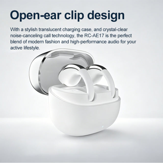 IFree 23 Open Ear Clip-on Bluetooth 6.0 Earbuds with Smart AI Translation, Directional Sound Wireless Sports Headphones, IPX4 Waterproof Translucent Charging Case RC-AE17