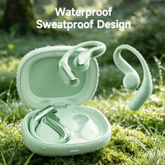TWS Open-Ear Wireless Earhooks with Smart AI Translation, Bluetooth 6.0 Directional Sound Sports Headphones, Macaron Green HD Call Noise Cancelling Earbuds RC-AE18