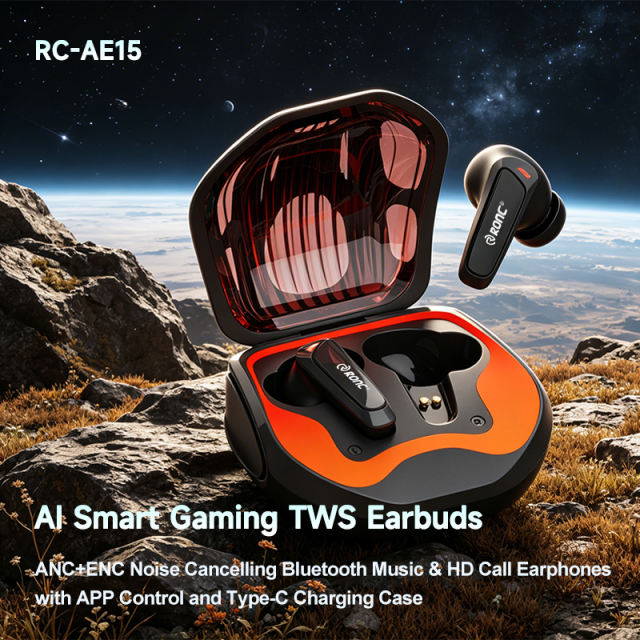 TWS Gaming Earbuds with AI Translator, ANC+ENC Dual Noise Cancelling, RGB Neon Wireless Earphones for Music & Calls RC-AE15
