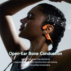 Bone Conduction Sports Headphones with Smart AI Translation, Heart Rate Monitor & Step Tracker, Bluetooth 6.0 Wireless Open-Ear Headset with Built-in TF Card & LED Night Running Light，RC-AE21