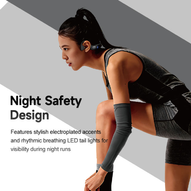 Bone Conduction Sports Headphones with Smart AI Translation, Heart Rate Monitor & Step Tracker, Bluetooth 6.0 Wireless Open-Ear Headset with Built-in TF Card & LED Night Running Light，RC-AE21