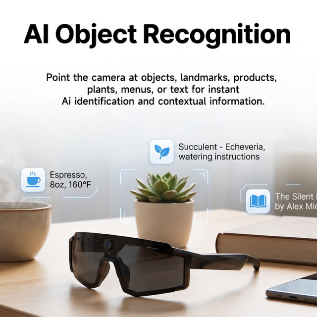 8MP AI Camera Smart Glasses | 800W HD Photo &amp; Video Recording | ChatGPT AI Translation Glasses | Real-Time Translator | Open-Ear Bluetooth Audio Glasses，RC-SG033