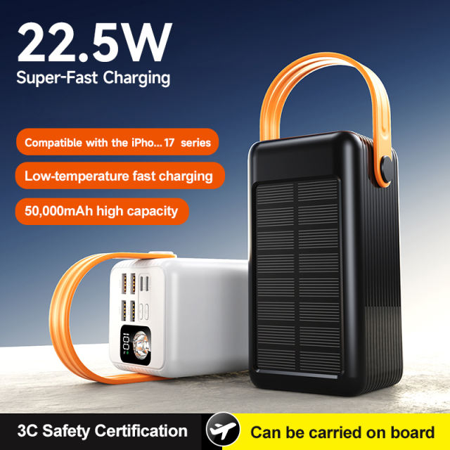 50000mAh High-Capacity Solar Power Bank 50000mAh 22.5W Fast Charging Station RC-PD98