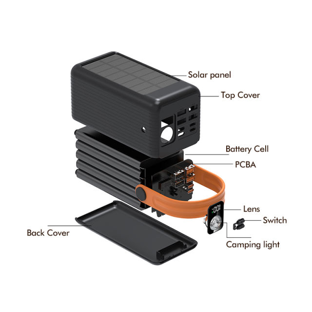 50000mAh High-Capacity Solar Power Bank 50000mAh 22.5W Fast Charging Station RC-PD98