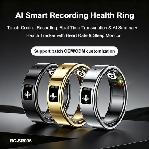 RONC AI Smart Recording Health Ring,Transcription & AI Summary,Heart Rate & Sleep Monitor RC-SR006