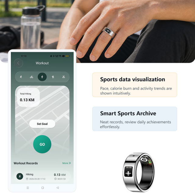 RONC AI Smart Recording Health Ring,Transcription & AI Summary,Heart Rate & Sleep Monitor RC-SR006