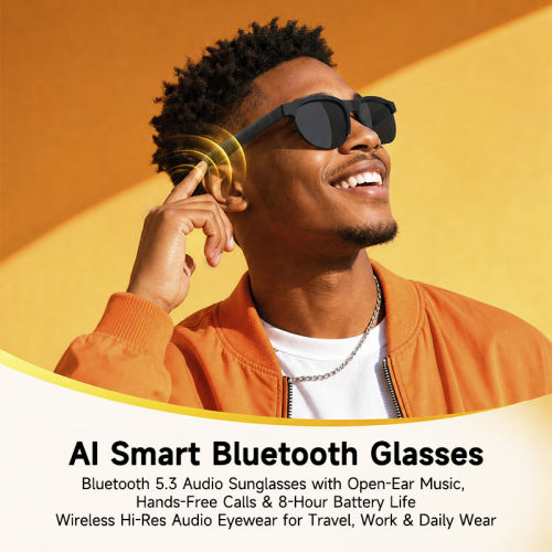 AI Translation Smart Glasses | Bluetooth 5.3 Audio Sunglasses with Open-Ear Music, Hands-Free Calls & 8-Hour Battery Life | Wireless Hi-Res Audio Eyewear for Travel, RC-SG034
